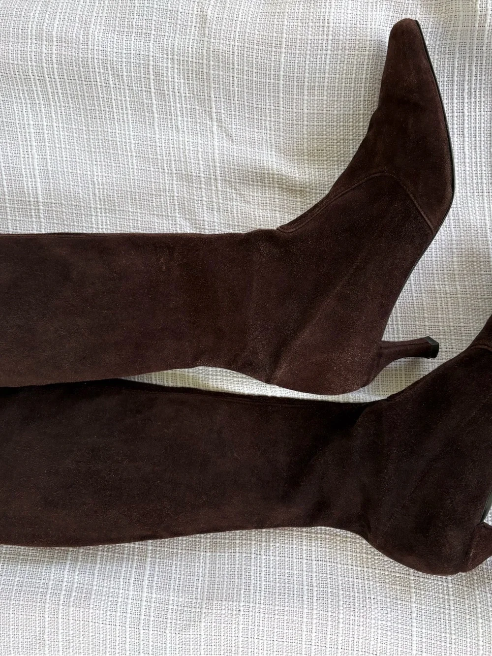 Stuart Weitzmen Women's Espresso/Dark Brown Suede Knee-High Heeled Boots Size 8